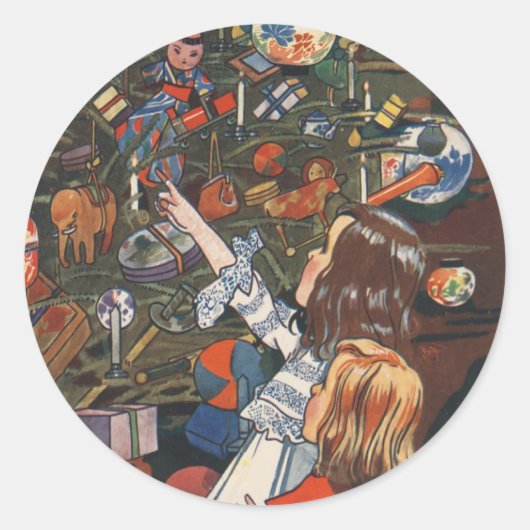 Vintag Charles Robinson Weihnachtssticker Runder Aufkleber (Vorderseite)