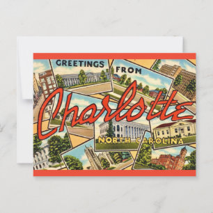 Vintag Charlotte NC Postkarte