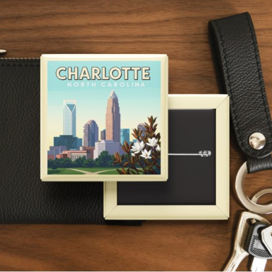 Vintag Charlotte North Carolina Button