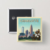Vintag Charlotte North Carolina Button (Vorne & Hinten)