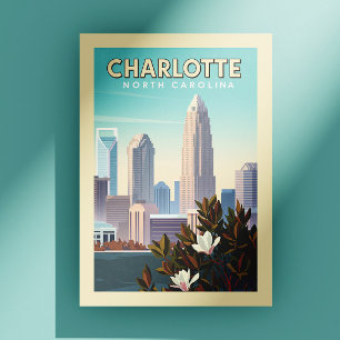 Vintag Charlotte North Carolina Postkarte