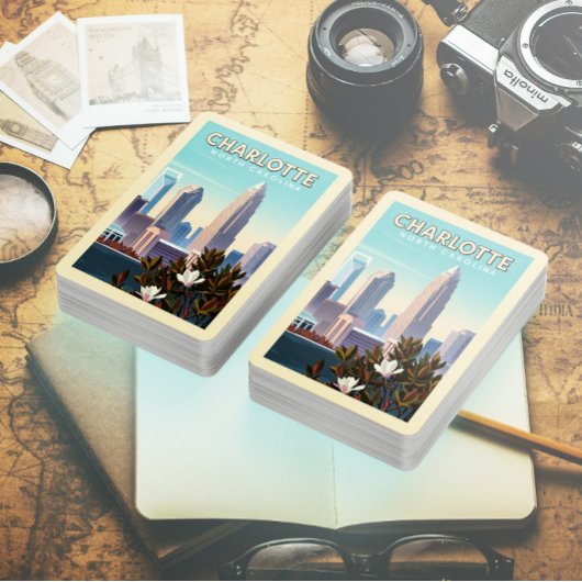 Vintag Charlotte North Carolina Spielkarten