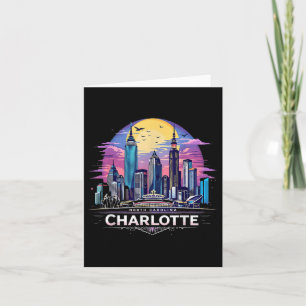 Vintag Charlotte North Carolina Sunset Skyline Ci Karte