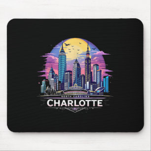 Vintag Charlotte North Carolina Sunset Skyline Ci Mousepad