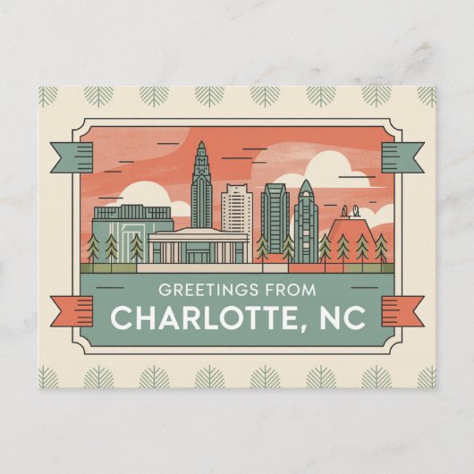 Vintag Charlotte Postkarte | Grüße aus (Vorderseite)