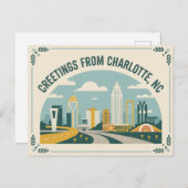 Vintag Charlotte Postkarte | Grüße aus (Vorne/Hinten)