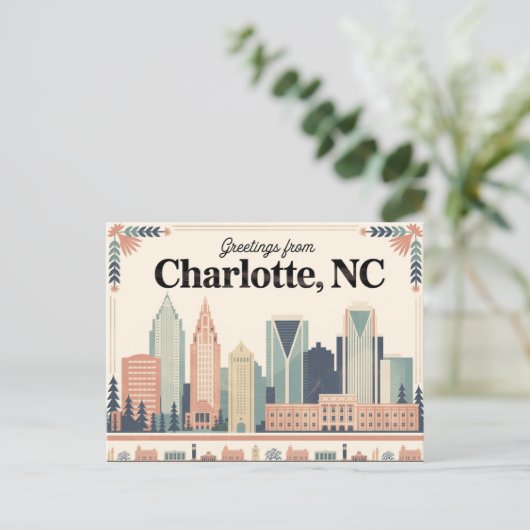 Vintag Charlotte Postkarte | Grüße aus (Stehend Vorderseite)