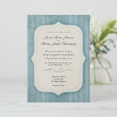 Vintag Charm Blue Monogram Wedding Einladungen (Stehend Vorderseite)