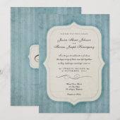 Vintag Charm Blue Monogram Wedding Einladungen (Vorne/Hinten)