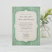 Vintag Charm Green Monogram Wedding Einladungen (Stehend Vorderseite)
