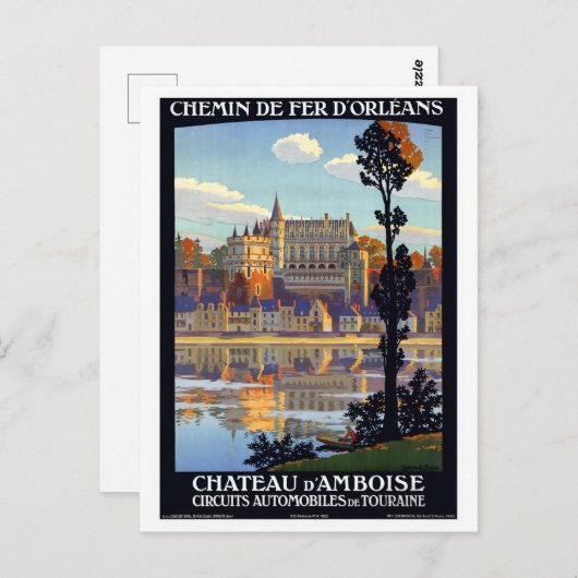 Vintag Château d'Amboise Frankreich Reiseplakat Postkarte (Vorne/Hinten)