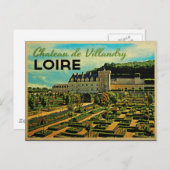 Vintag Chateau de Villandry Loire Postkarte (Vorne/Hinten)
