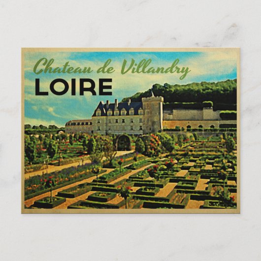 Vintag Chateau de Villandry Loire Postkarte (Vorderseite)
