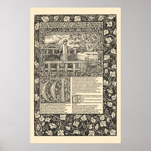 Vintag Chaucer Leaf von Kelmscott Press Poster (Vorne)
