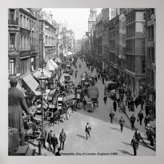 Vintag Cheapside, 1895 London England Poster (Vorne)