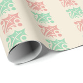 Vintag Checkered Christmas Holly Beige Geschenkpapier (Rolleneckpunkt)