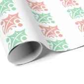 Vintag Checkered Christmas Holly White Geschenkpapier (Rolleneckpunkt)