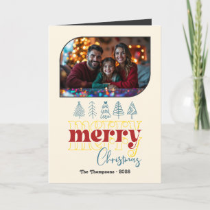 Vintag Cheer Hand Drawn Frohe Weihnachts-Foto Feiertagskarte