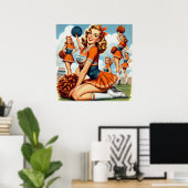 Vintag Cheerleader Illustration Poster (Heimbüro)