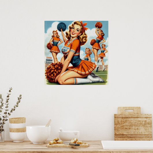 Vintag Cheerleader Illustration Poster (Küche)