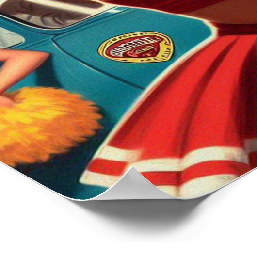 Vintag Cheerleader Illustration Poster (Ecke)