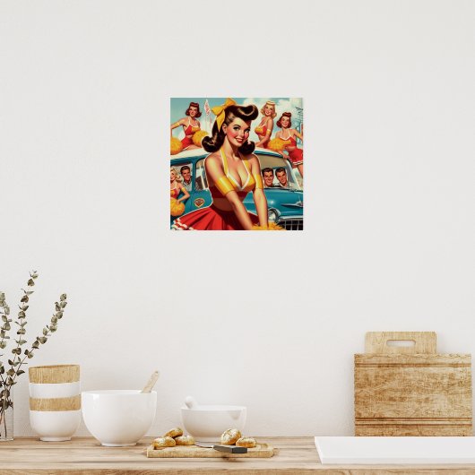 Vintag Cheerleader Illustration Poster (Küche)