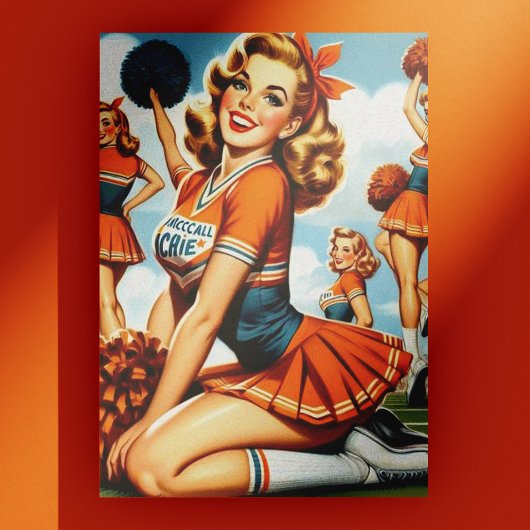 Vintag Cheerleader Illustration Postkarte