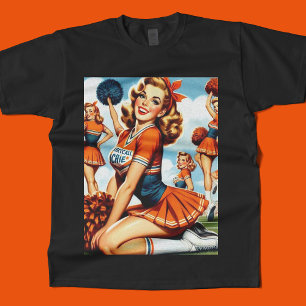 Vintag Cheerleader Illustration T-Shirt