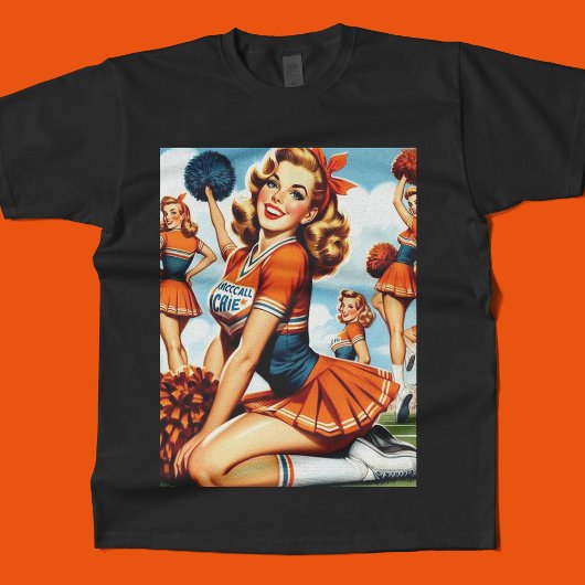 Vintag Cheerleader Illustration T-Shirt