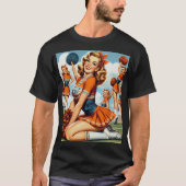 Vintag Cheerleader Illustration T-Shirt (Vorderseite)
