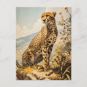 Vintag Cheetah Postkarte