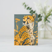 Vintag Cheetah Postkarte (Stehend Vorderseite)
