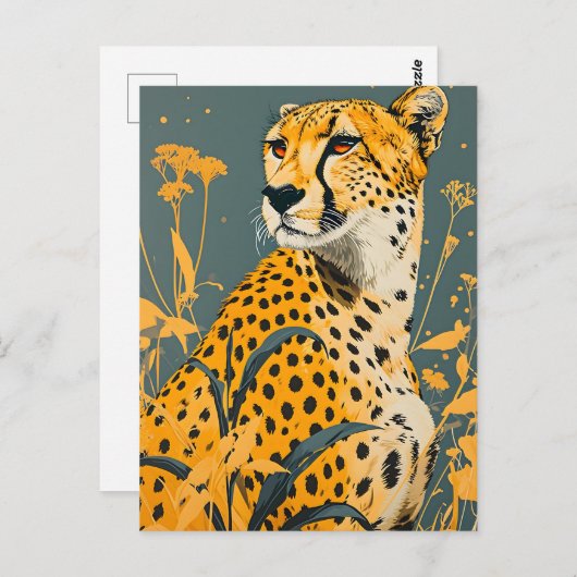 Vintag Cheetah Postkarte (Vorne/Hinten)
