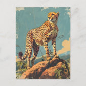 Vintag Cheetah Postkarte (Vorderseite)