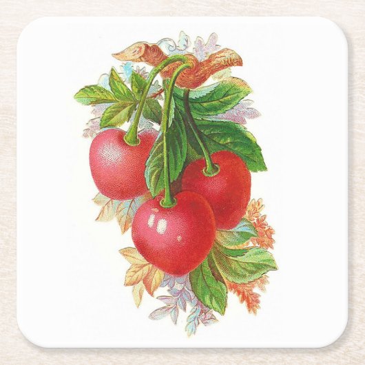 Vintag Cherries-Abbildung Rechteckiger Pappuntersetzer (Vorderseite)