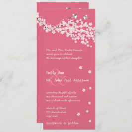 Vintag Cherry Blossom Chickadee Damask Hochzeit Einladung