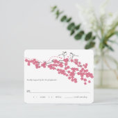 Vintag Cherry Blossom Chickadee Wedding RSVP (Stehend Vorderseite)