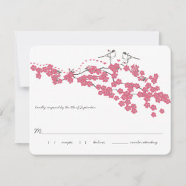 Vintag Cherry Blossom Chickadee Wedding RSVP