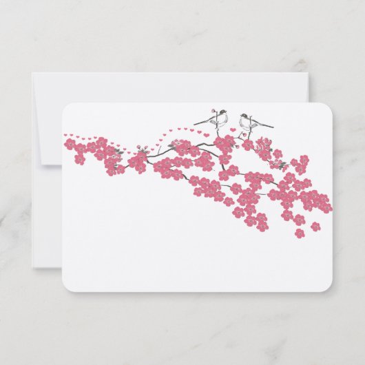 Vintag Cherry Blossom Chickadee Wedding RSVP (Rückseite)