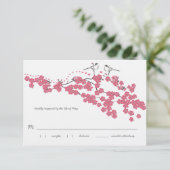 Vintag Cherry Blossom Chickadee Wedding RSVP Karte (Stehend Vorderseite)