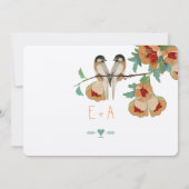 Vintag Cherry Blossom Love BIrd Peach Mint Einladung (Rückseite)