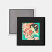 Vintag Cherry Blossom Sakura Japanischer Kunstanim Magnet (Vorderseite/Rückseite)