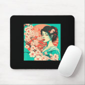 Vintag Cherry Blossom Sakura Japanischer Kunstanim Mousepad (Mit Mouse)