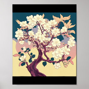 Vintag Cherry Blossom Sakura Japanischer Kunstanim Poster