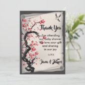 Vintag Cherry Blossom vielen Dank Einladung (Stehend Vorderseite)