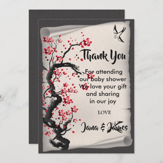 Vintag Cherry Blossom vielen Dank Einladung (Vorne/Hinten)