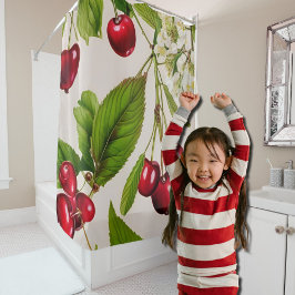 Vintag Cherry Illustration Duschvorhang