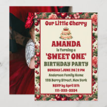 Vintag Cherry 'Sweet One' 1. Geburtstag Foto