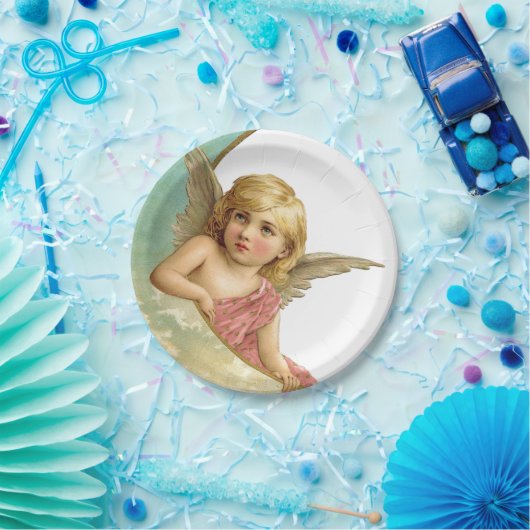 Vintag Cherub Moon Pappteller (Party)