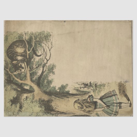 Vintag Cheshire Cat Alice im Wunderland Decoupage Seidenpapier (Vorderseite)